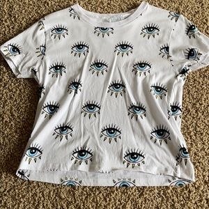 Semi-cropped t-shirt with eye print